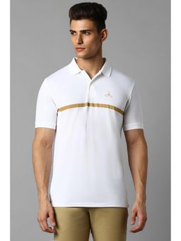 Louis Philippe - Men White Solid Collar Neck Polo T-Shirt