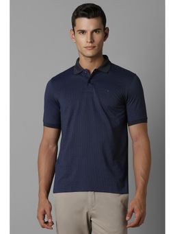 Louis Philippe - Men Navy Printed Collar Neck Polo T-Shirt