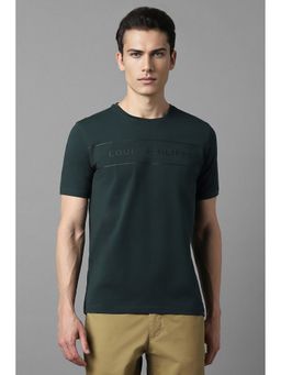 Louis Philippe - Men Green Solid Crew Neck T-Shirt