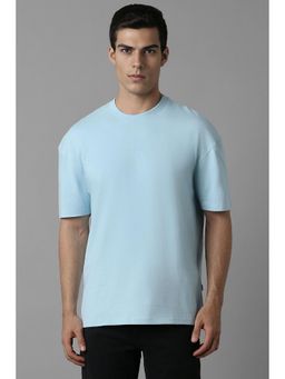 Louis Philippe - Men Blue Solid Crew Neck T-Shirt