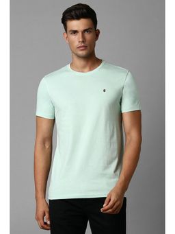 Louis Philippe - Men Green Solid Crew Neck T-Shirt