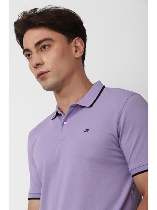 Peter England Purple Polo Neck Top Peter England Striped Polo Neck