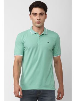 Peter England - Men Green Solid Collar Neck Polo T-Shirt