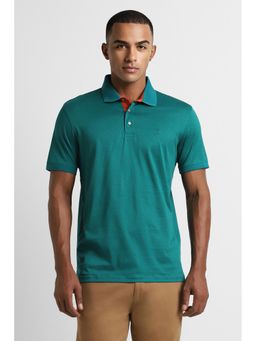 Peter England - Men Green Printed Collar Neck Polo T-Shirt