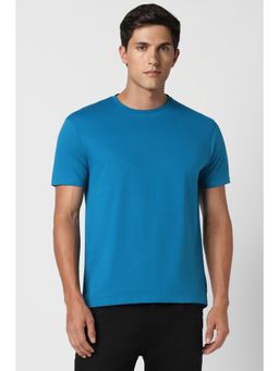 Peter England - Men Blue Solid Crew Neck T-Shirt