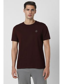 Van Heusen - Men Maroon Solid Crew Neck T-Shirt