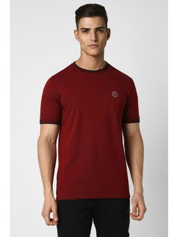 Van Heusen - Men Maroon Solid Crew Neck T-Shirt