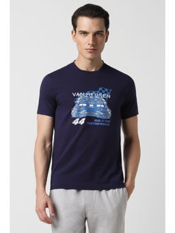 Van Heusen - Men Navy Printed Crew Neck T-Shirt