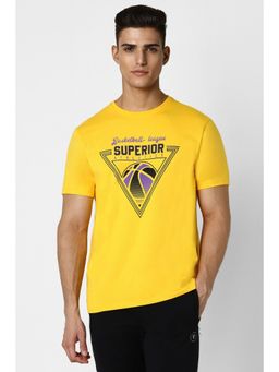 Van Heusen - Men Yellow Graphic Print Crew Neck T-Shirt