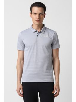 Van Heusen - Men Grey Printed Collar Neck Polo T-Shirt