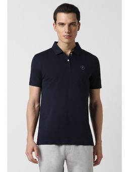 Van Heusen - Men Navy Stripes Collar Neck Polo T-Shirt