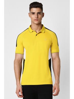 Van Heusen - Men Yellow Colorblock Collar Neck Polo T-Shirt
