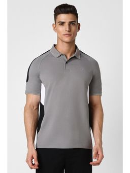 Van Heusen - Men Grey Colorblock Collar Neck Polo T-Shirt