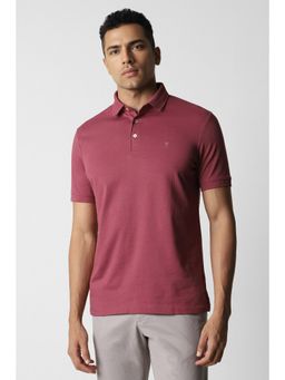 Van Heusen - Men Pink Solid Collar Neck Polo T-Shirt