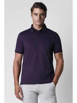 Van Heusen - Men Purple Printed Collar Neck Polo T-Shirt