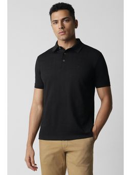 Van Heusen - Men Black Checks Collar Neck Polo T-Shirt