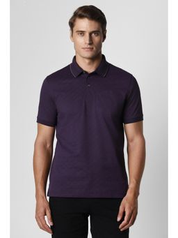 Van Heusen - Men Purple Printed Collar Neck Polo T-Shirt