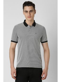 Van Heusen - Men Grey Printed Collar Neck Polo T-Shirt