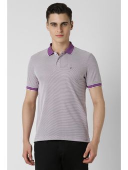 Van Heusen - Men Purple Printed Collar Neck Polo T-Shirt