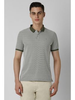 Van Heusen - Men Green Printed Collar Neck Polo T-Shirt