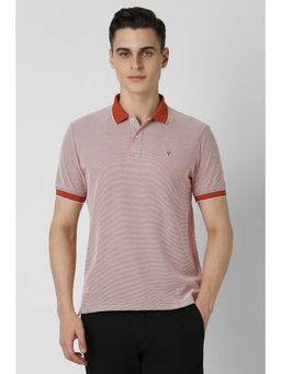 Van Heusen - Men Red Printed Collar Neck Polo T-Shirt