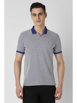Van Heusen - Men Navy Printed Collar Neck Polo T-Shirt