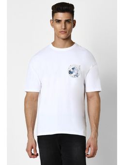 Van Heusen - Men White Printed Crew Neck T-Shirt