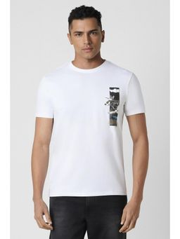 Van Heusen - Men White Printed Crew Neck T-Shirt