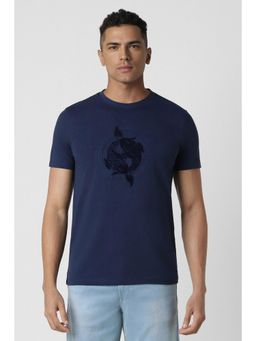 Van Heusen - Men Navy Printed Crew Neck T-Shirt