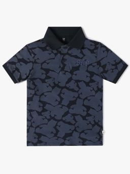 GAP - Navy Blue Printed Relaxed Polo T-Shirt