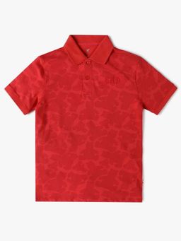 GAP - Red Printed Relaxed Polo T-Shirt