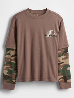 GAP - Brown Camouflage Relaxed T-Shirt
