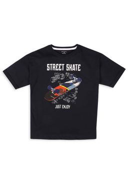 My Milestones - Navy Blue Printed Regular T-Shirt