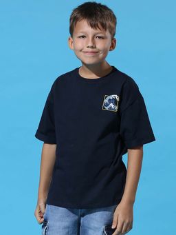 My Milestones - Navy Blue Printed Regular T-Shirt