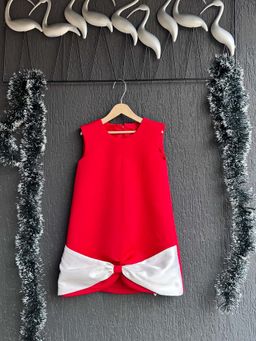 The Little Tales - Red Solid Relaxed Dress