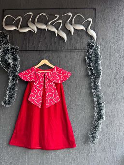 The Little Tales - Red Solid Relaxed Dress