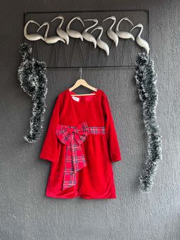 The Little Tales - Red Solid Relaxed Dress