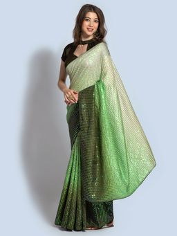 Odette - Green Georgette Designer Embellished Saree with Unstitched Blouse
