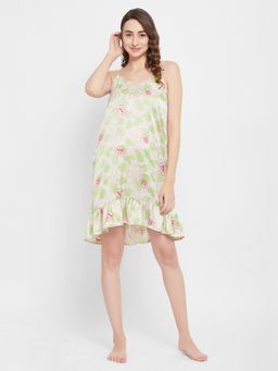 Clovia - Print Me Pretty Short Night Dress - White