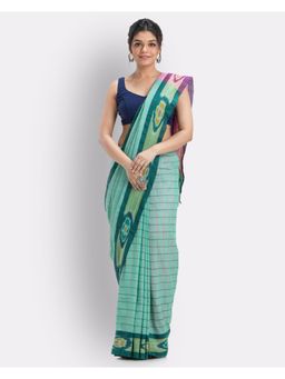 Angoshobha - Blue Handloom Bengal Cotton Saree with Unstitched