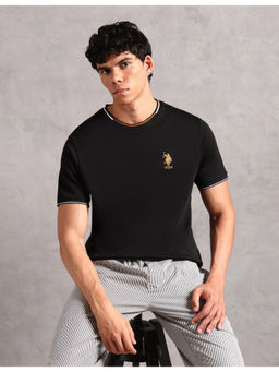 U.S. POLO ASSN. - Mens Black Crew Neck Comfort Fit Oee08 Lounge T-Shirt