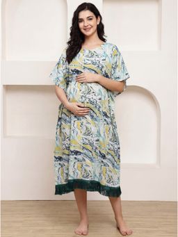Secret Wish - Blue Secret Wish Blue Marble Rayon Maternity Kaftan