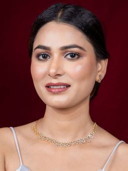 Niscka - Women Gold Plated American Diamonds Zircon Jewellery Set