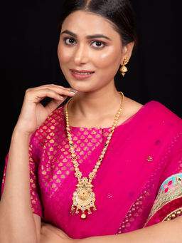 Niscka - Multi-Color 24K Gold-Plated Kundan Long Necklace Set