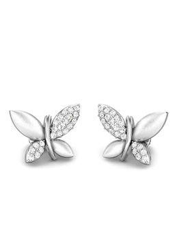 Candere by Kalyan Jewellers - 18K BIS Hallmark White Gold & Diamond Butterfly Earrings