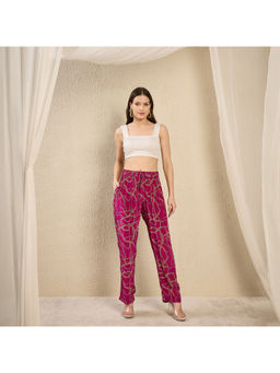 First Resort by Ramola Bachchan - Magenta Chain Print Pant
