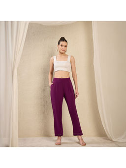 First Resort by Ramola Bachchan - Purple Straight Pant