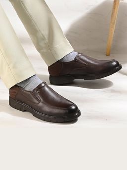 Valentino - Men Premium Leather Brown Hands-Free Slip-In Loafer Shoes