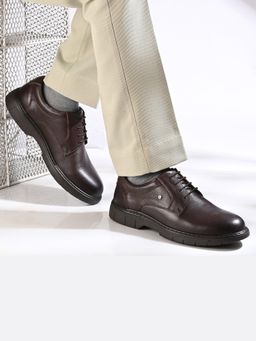 Valentino - Men Premium Leather Brown Formal Lace-Up Shoes