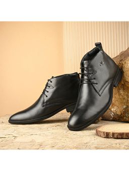 Valentino - Men Premium Leather Black Lace-Up Formal Derby Shoes